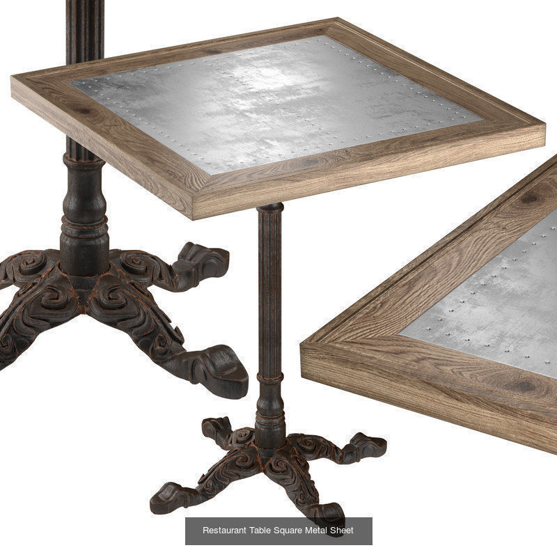 Square bistro tables 3D Model Collection_6