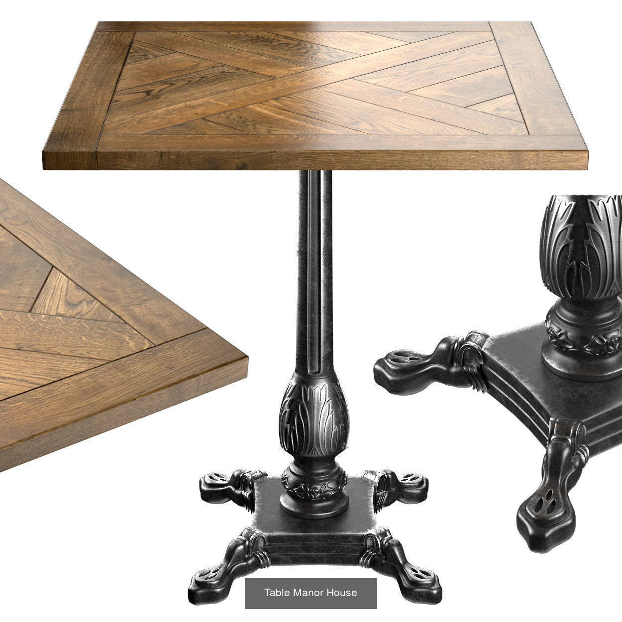 Square bistro tables 3D Model Collection_2