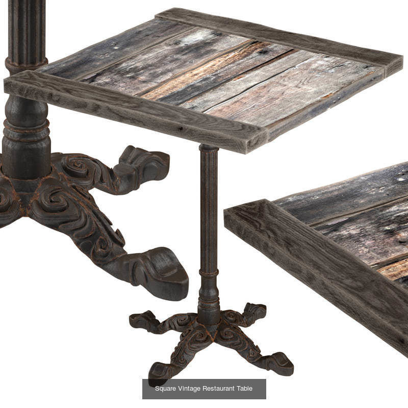 Square bistro tables 3D Model Collection_8