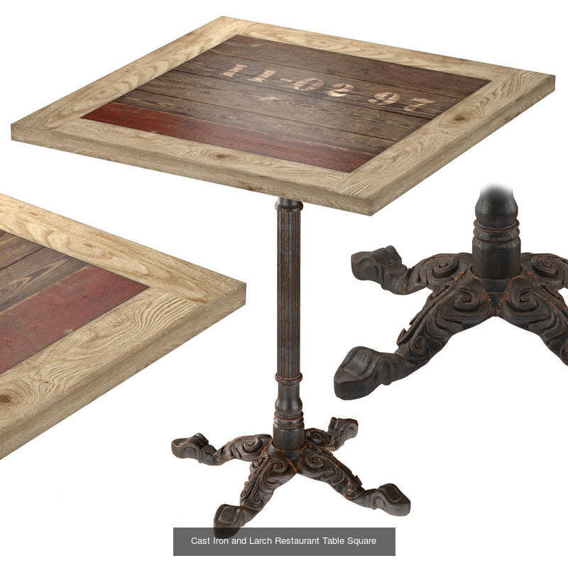 Square bistro tables 3D Model Collection_4