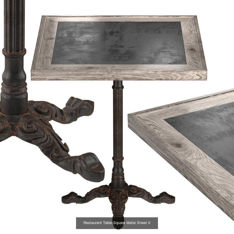 Square bistro tables 3D Model Collection_7