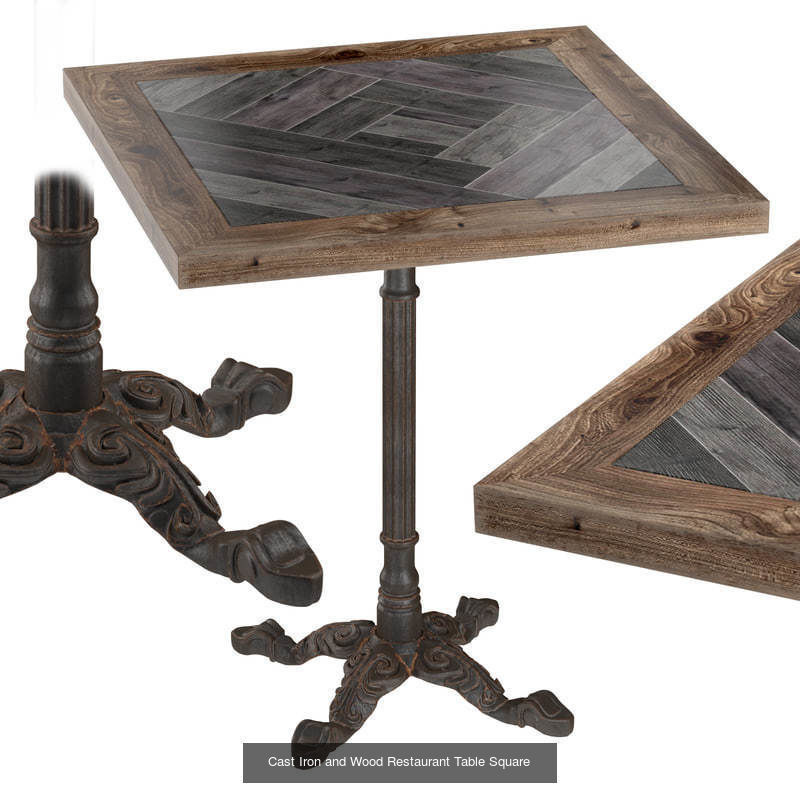 Square bistro tables 3D Model Collection_5