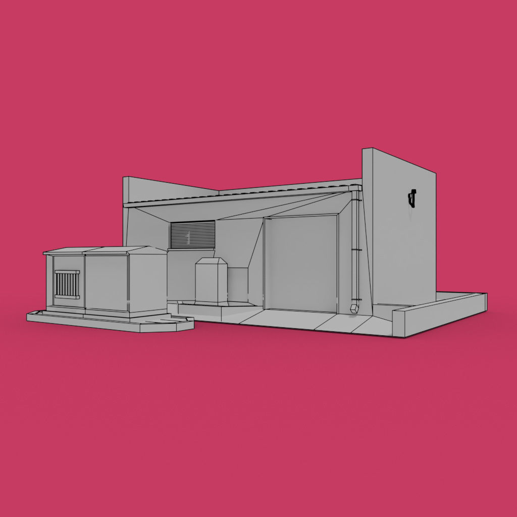 Sub Station Critical Utility building transformer Untextured 3D model_3