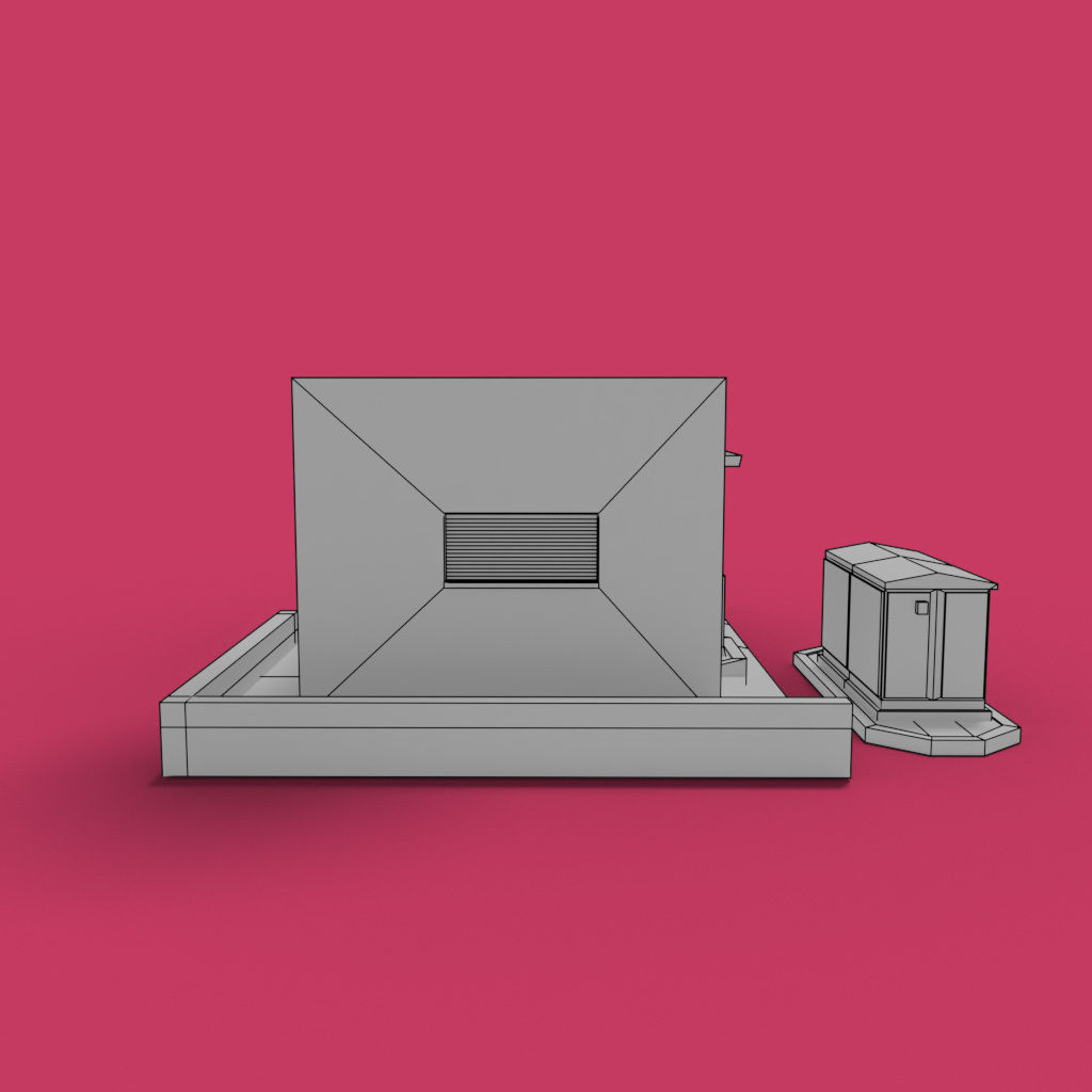 Sub Station Critical Utility building transformer Untextured 3D model_5