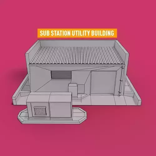 Sub Station Critical Utility building transformer Untextured 3D model