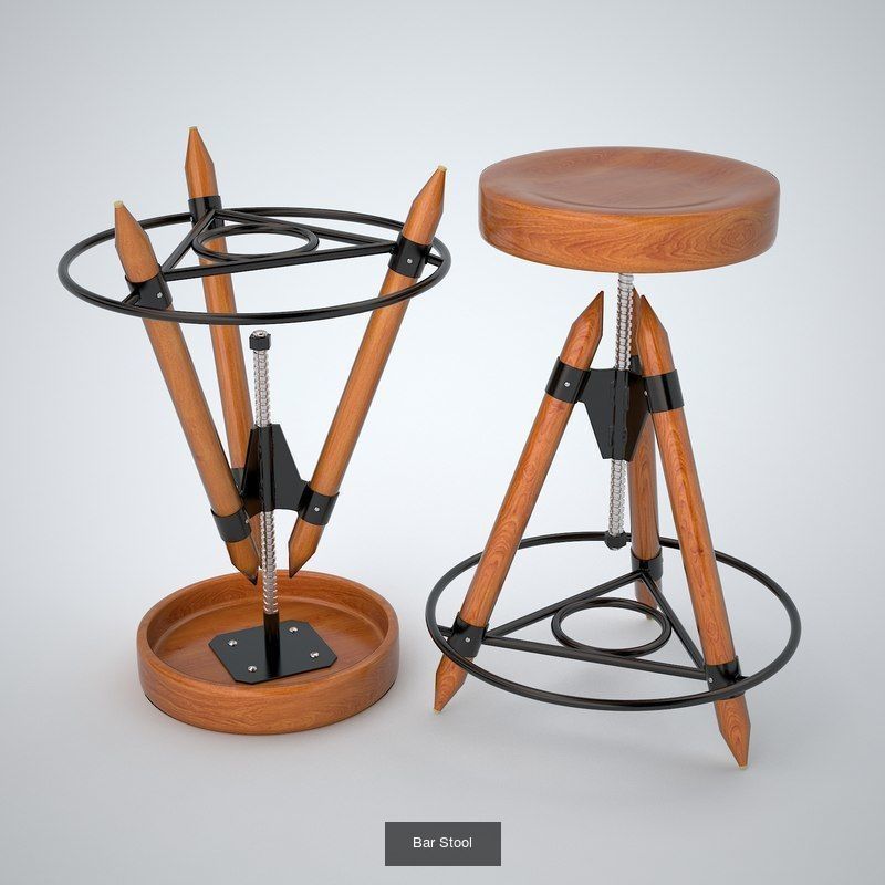 Bar stools in industrial style 3D Model Collection_19