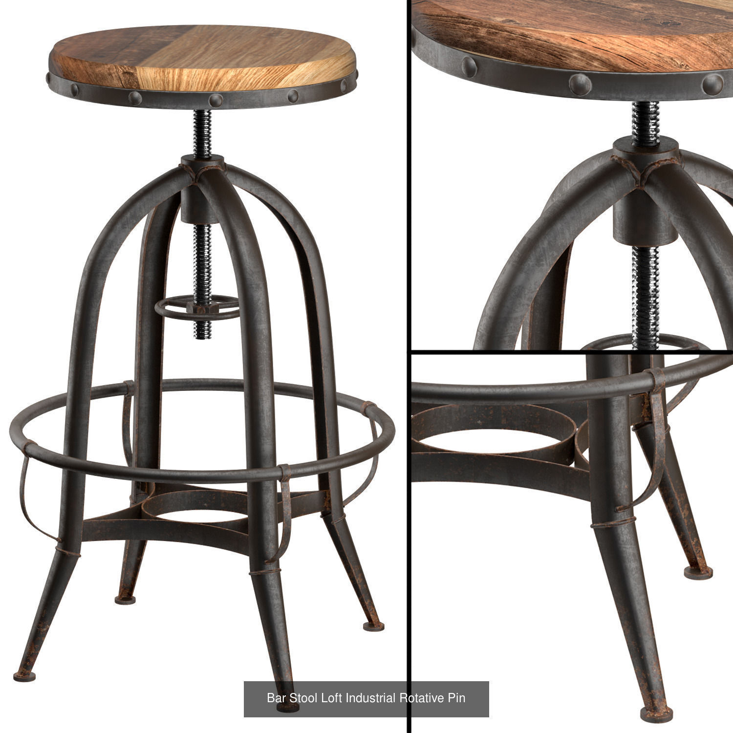 Bar stools in industrial style 3D Model Collection_12