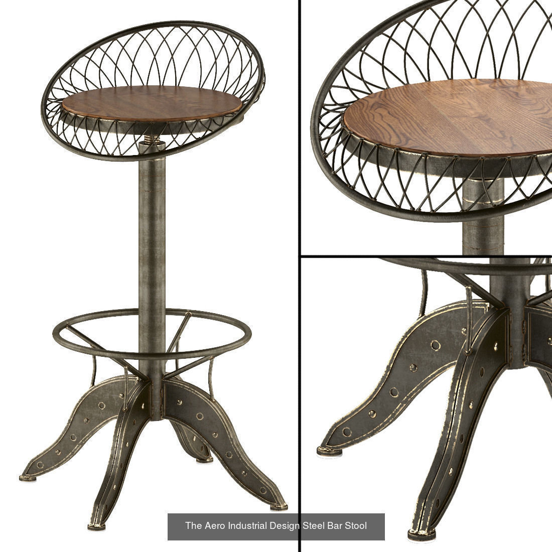 Bar stools in industrial style 3D Model Collection_11