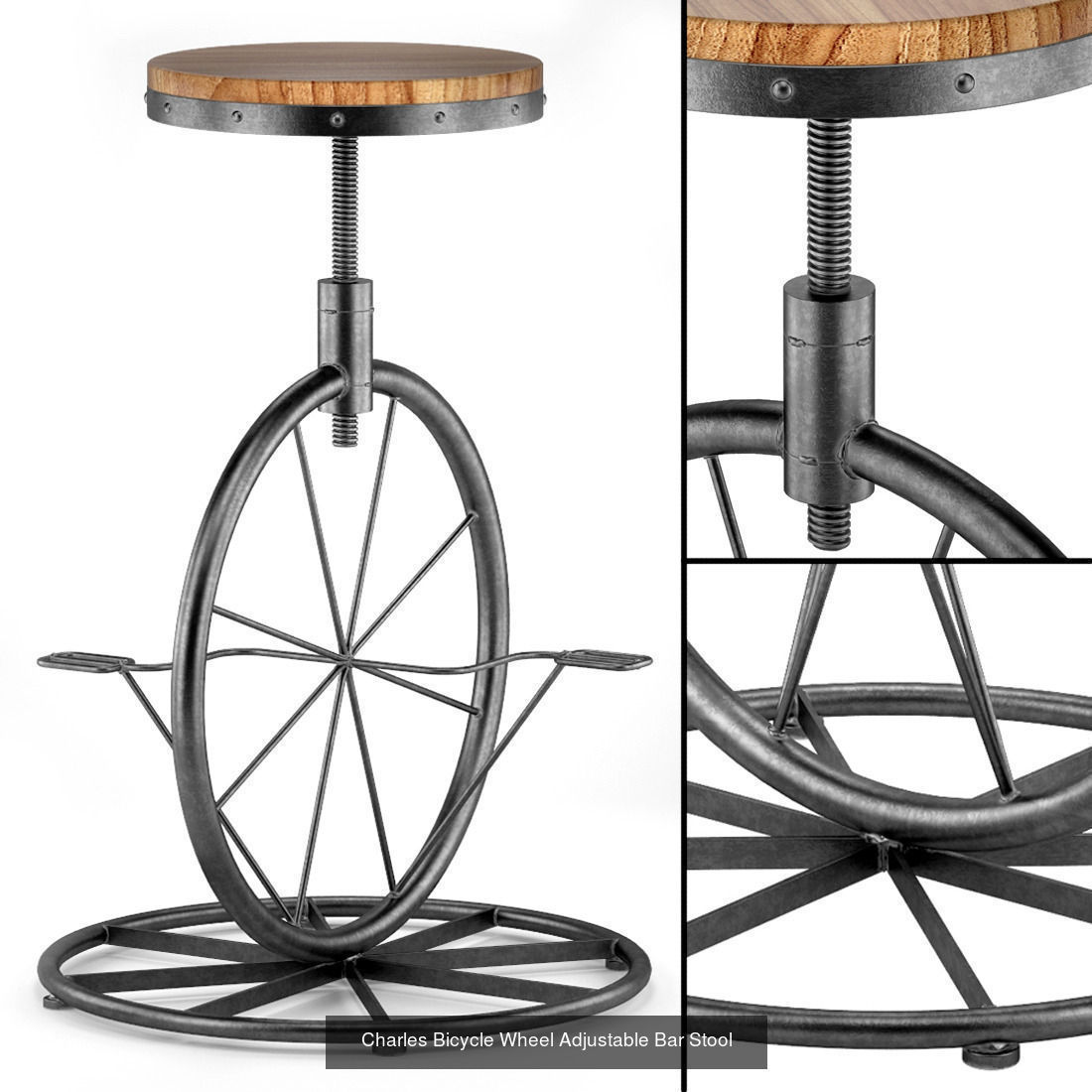 Bar stools in industrial style 3D Model Collection_9