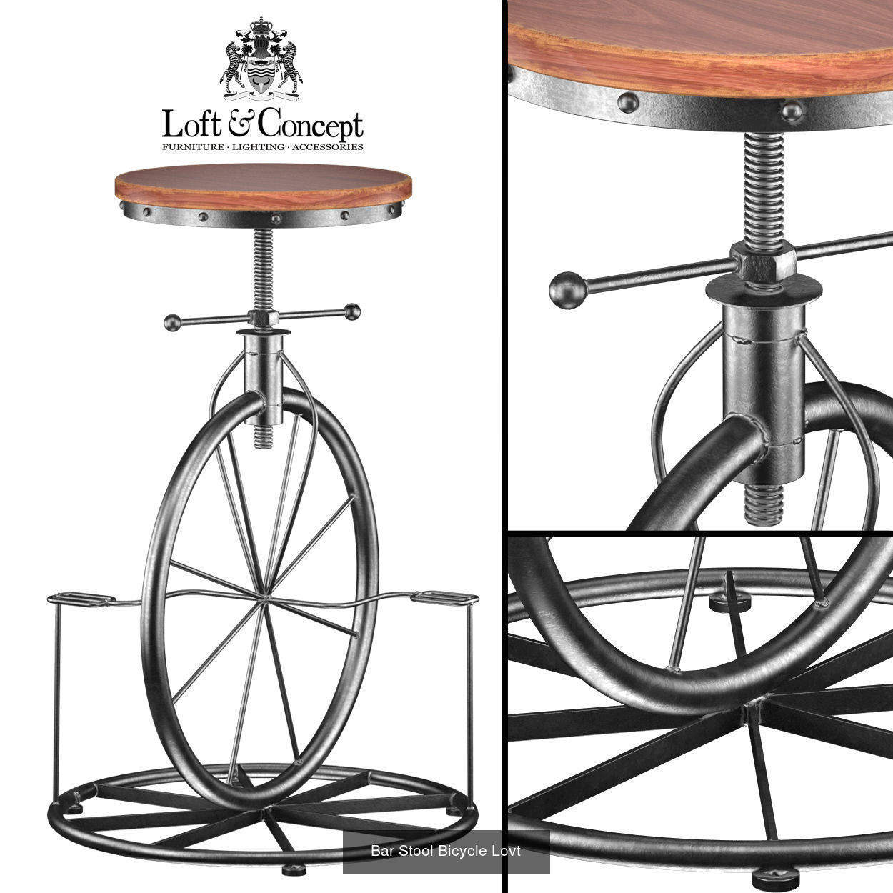 Bar stools in industrial style 3D Model Collection_22