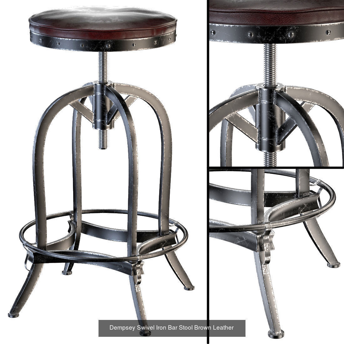 Bar stools in industrial style 3D Model Collection_7