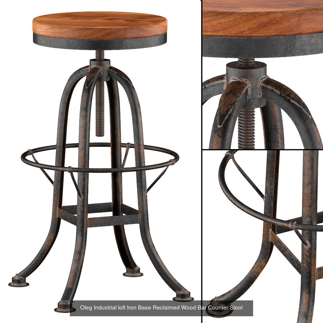 Bar stools in industrial style 3D Model Collection_10