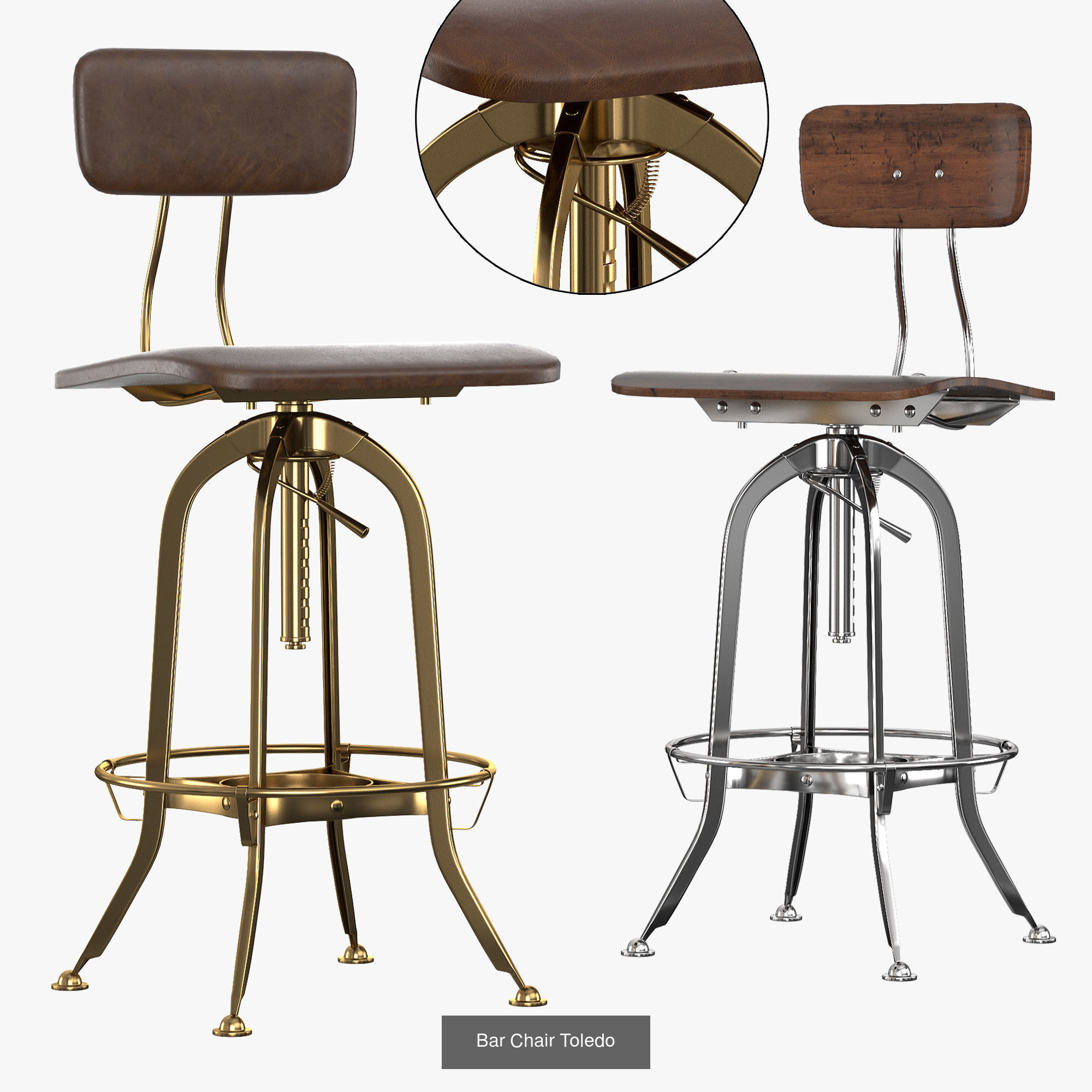 Bar stools in industrial style 3D Model Collection_18