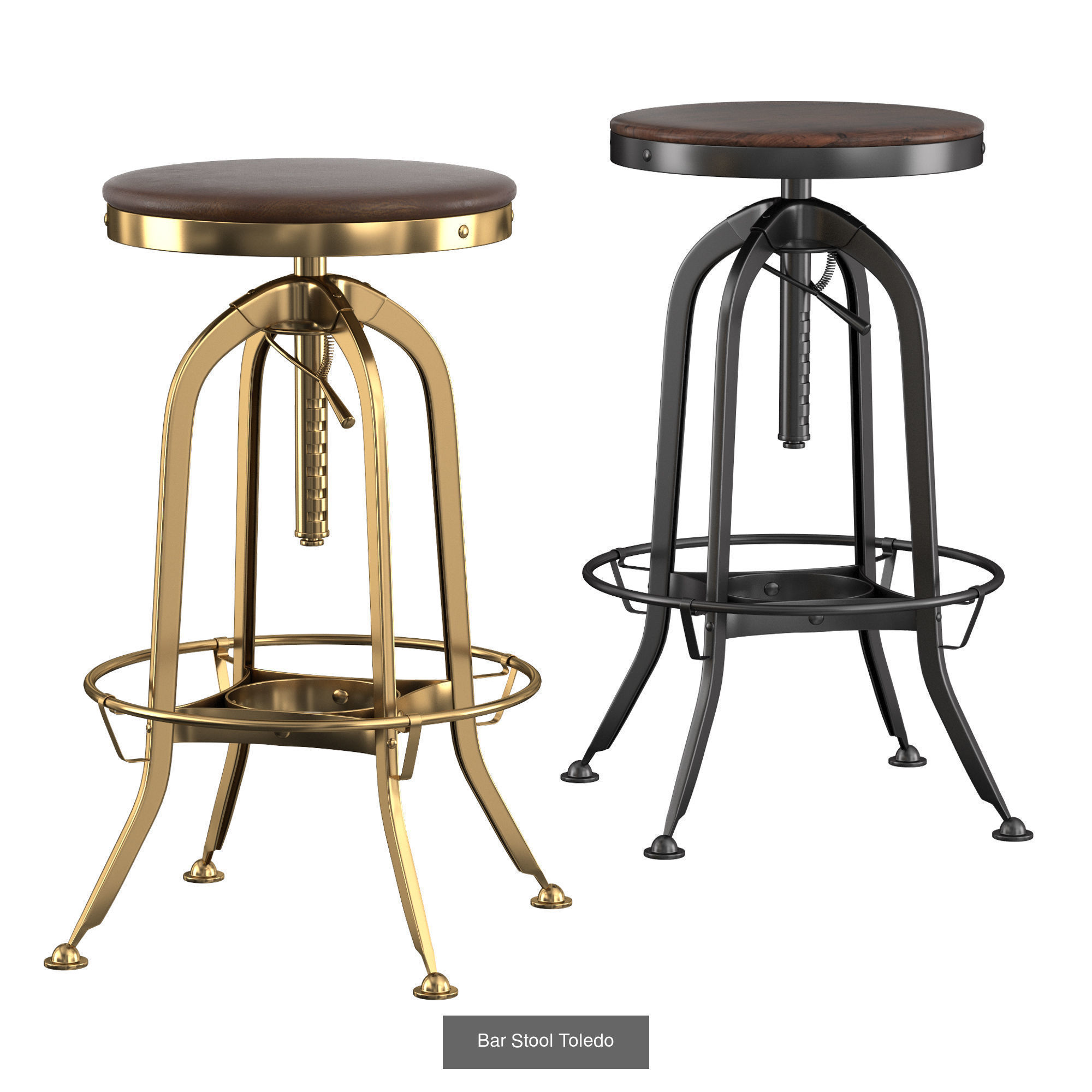 Bar stools in industrial style 3D Model Collection_17
