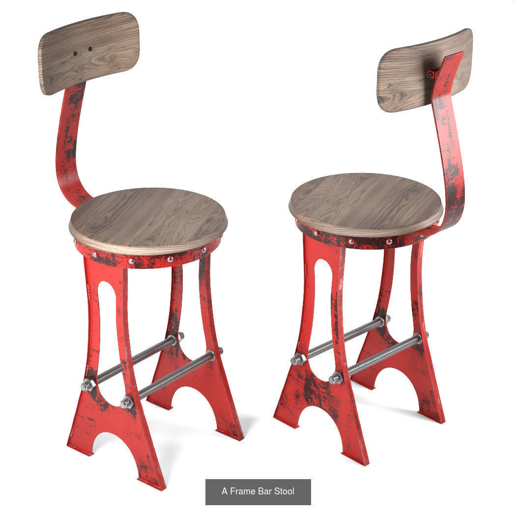 Bar stools in industrial style 3D Model Collection_5