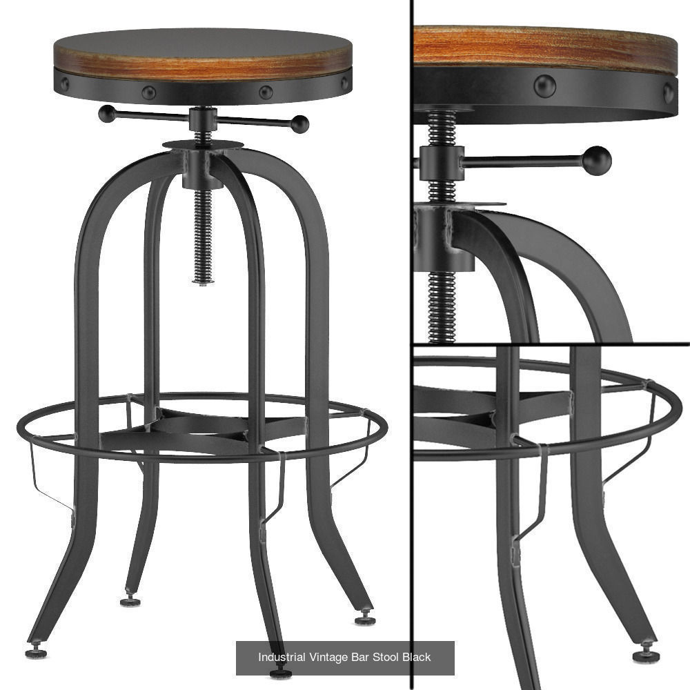 Bar stools in industrial style 3D Model Collection_8