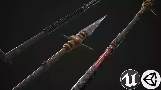 Spear pair of swords Low-poly 3D model