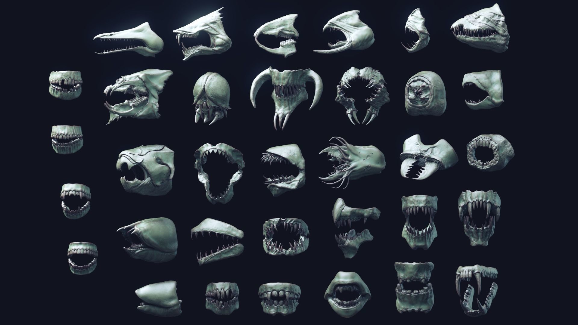 JAWS - 33 Monster Mouths and Skulls with IMM Brush and OBJs 3D model_3