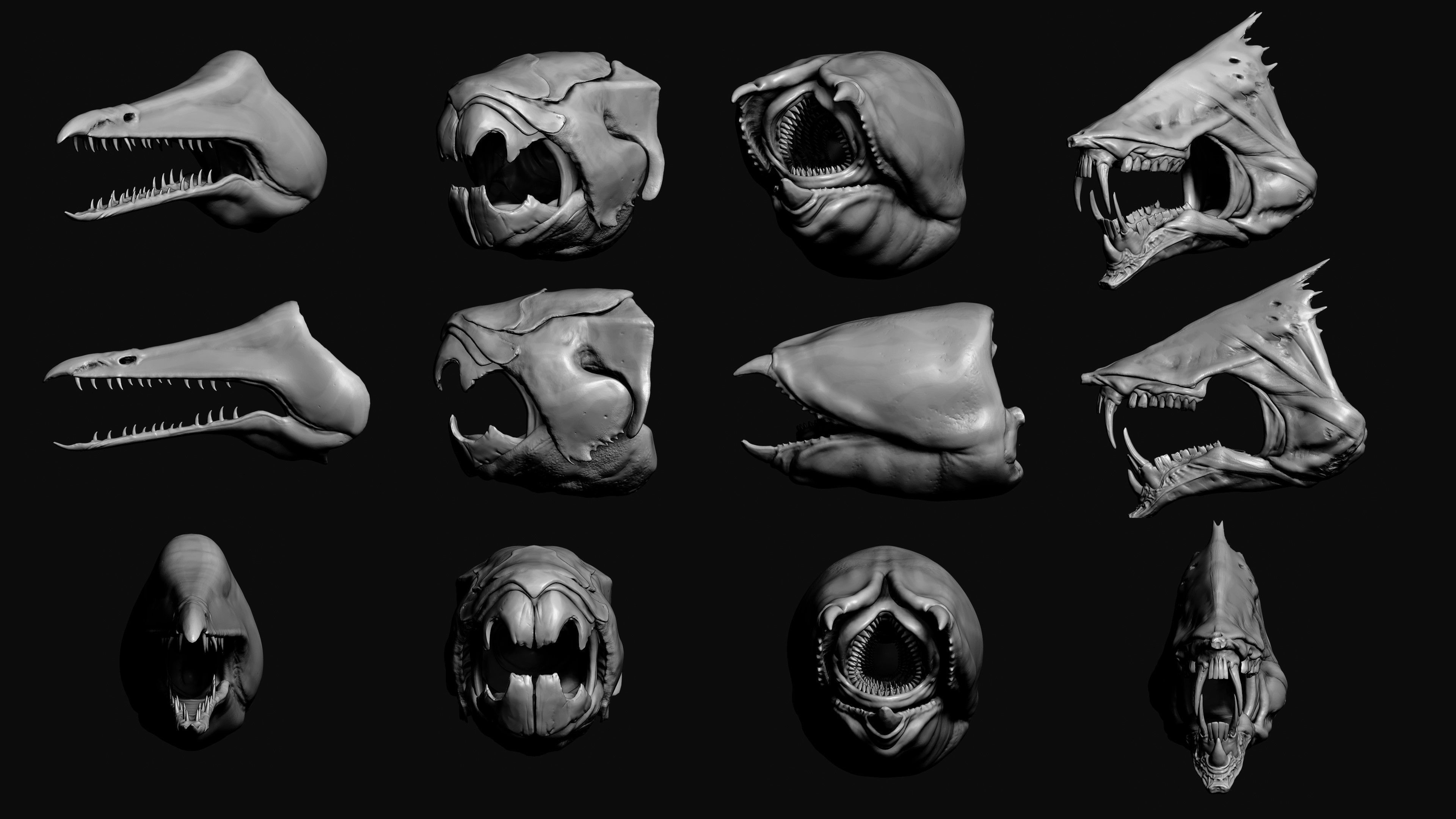 JAWS - 33 Monster Mouths and Skulls with IMM Brush and OBJs 3D model_7