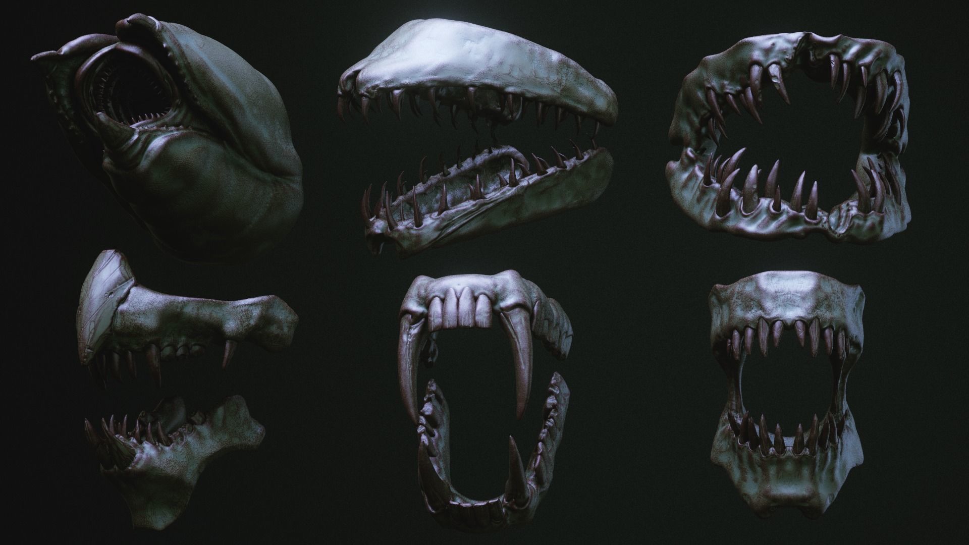 JAWS - 33 Monster Mouths and Skulls with IMM Brush and OBJs 3D model_31