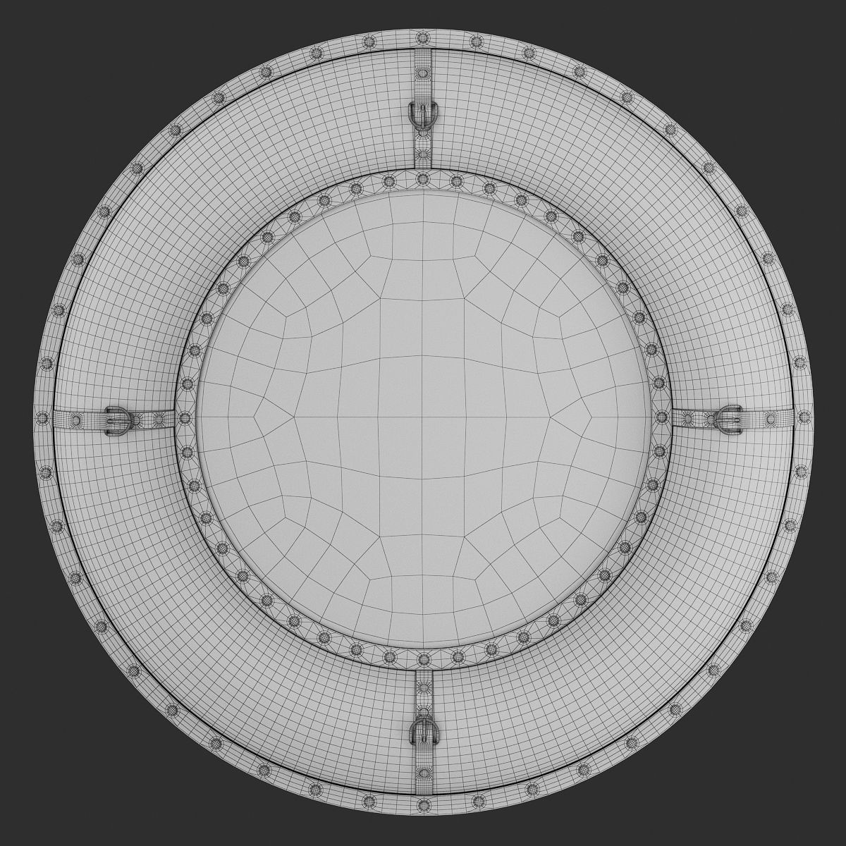 Benzara Leather Wall Mirror 3D model_5