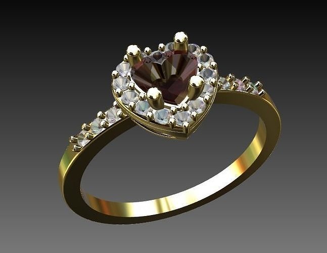 RING ENGAGMENT HEART 5X5 3D print model