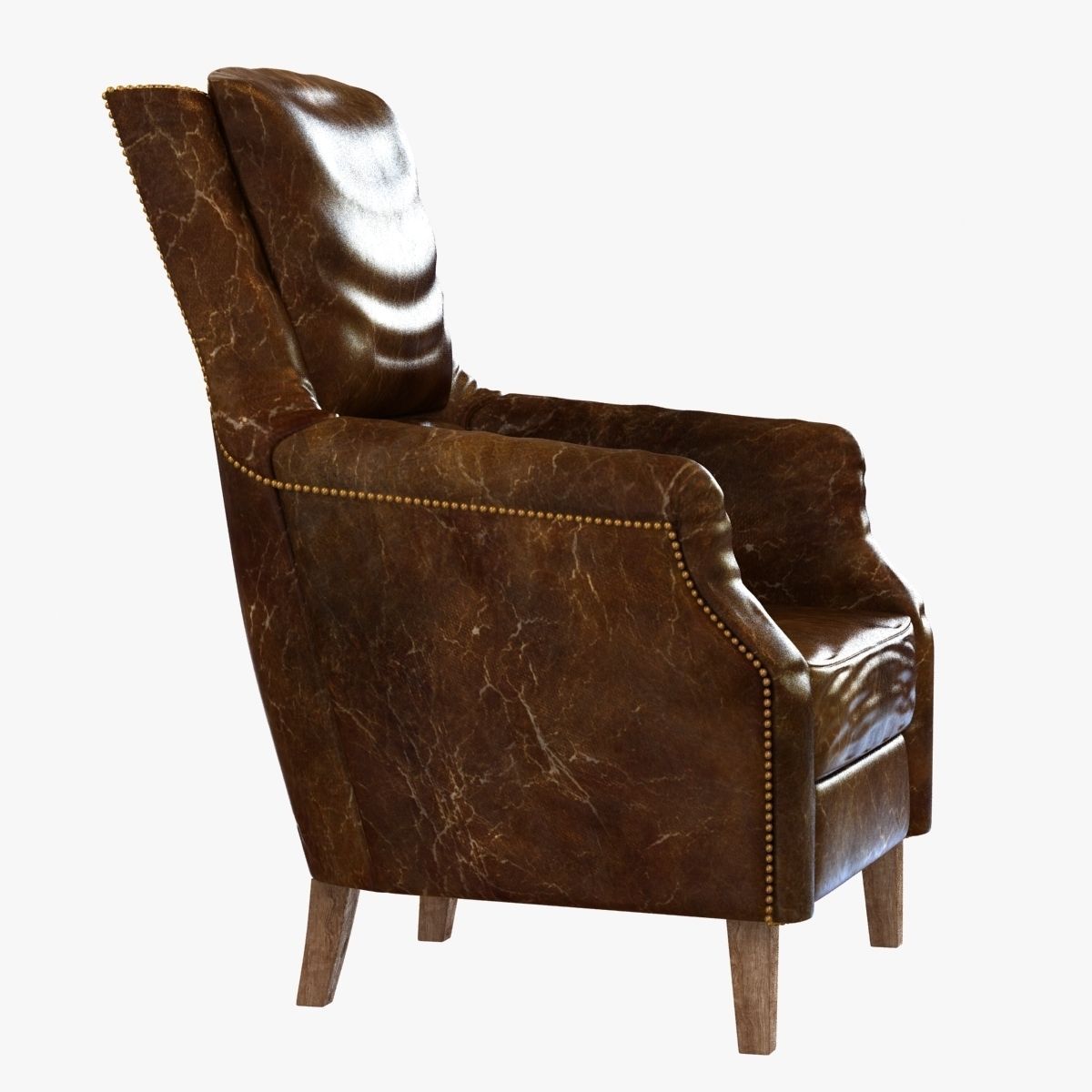 Chelsea Classic Man Room Distressed Cigar Leather Arm Chair 3D model_1