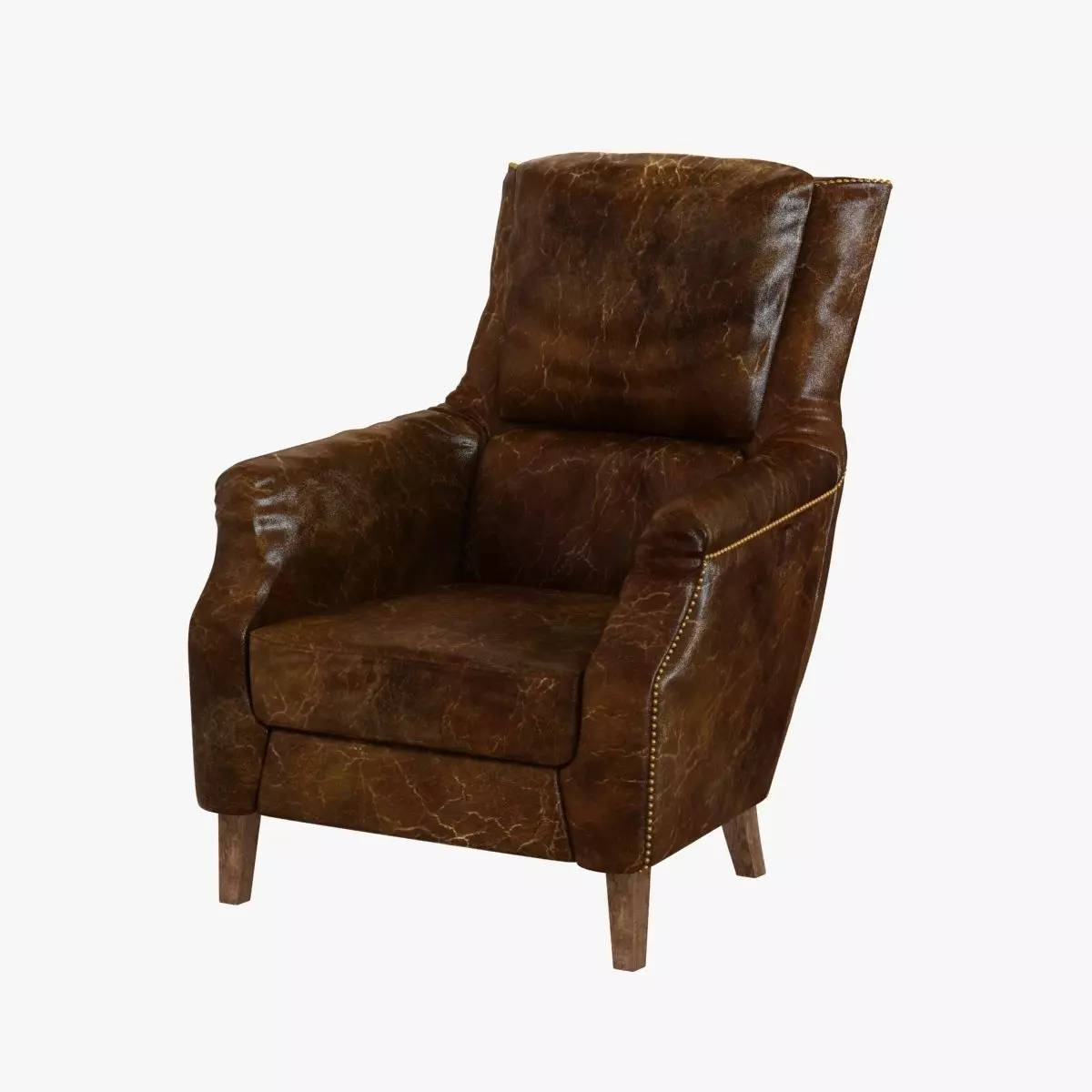 Chelsea Classic Man Room Distressed Cigar Leather Arm Chair 3D model_0