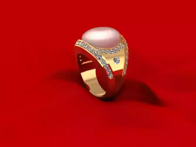 AI000207R Pear Diamond Round Ring 3D print model