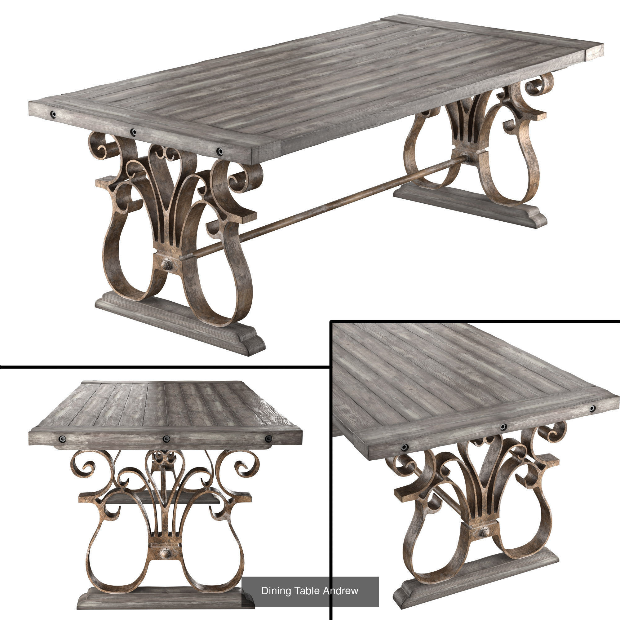 Rectangular Dining Tables 3D Model Collection_4