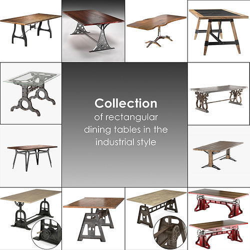 Rectangular Dining Tables 3D Model Collection