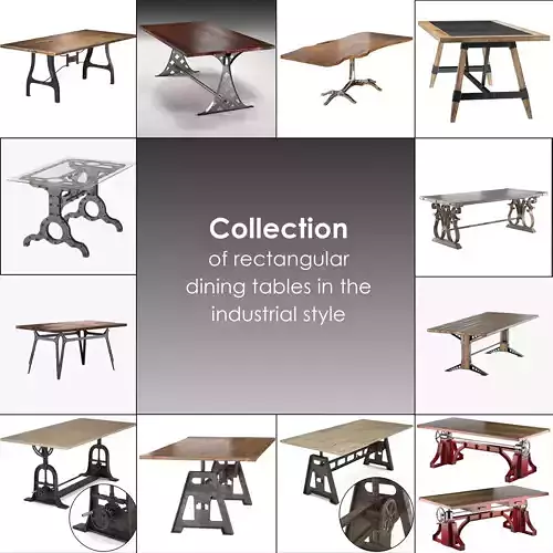 Rectangular Dining Tables 3D Model Collection