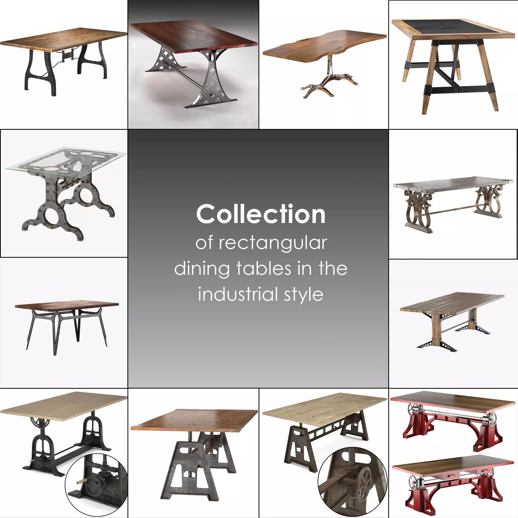 Rectangular Dining Tables 3D Model Collection_0