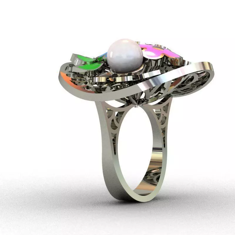 Kassandra ring flowers and pearls Free 3D print model