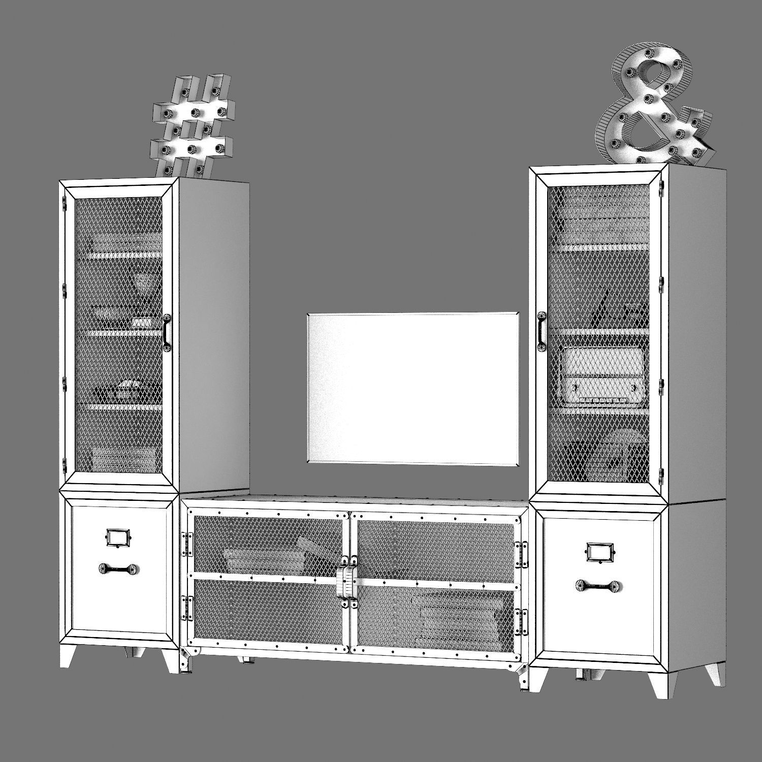 Media Wall Sets 3D Model Collection_11