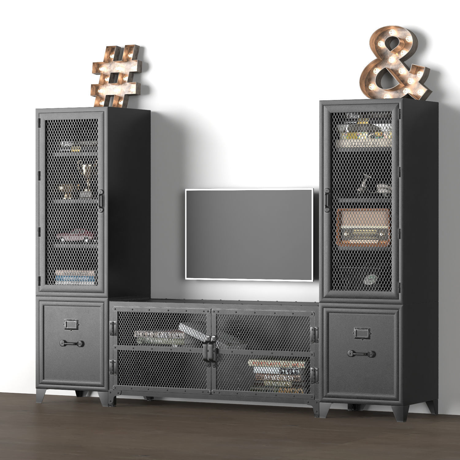 Media Wall Sets 3D Model Collection_4