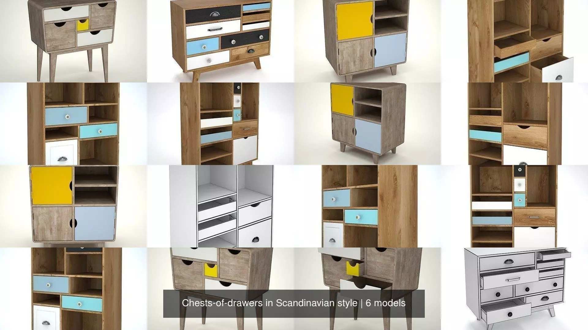 Chests-of-drawers in Scandinavian style 3D Model Collection