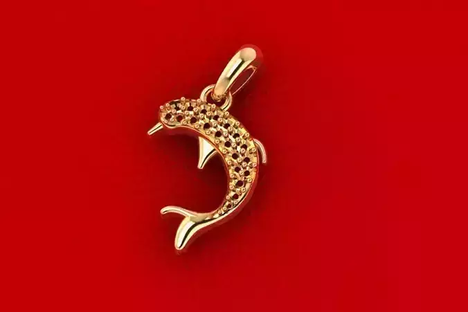 PPD-229-DIA gold dolphin pendant