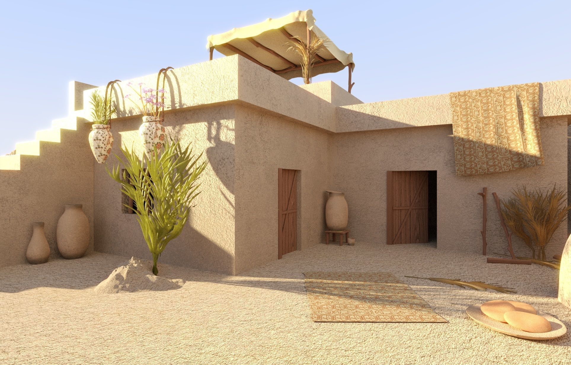 Ancient Egyptian House  3D model_4