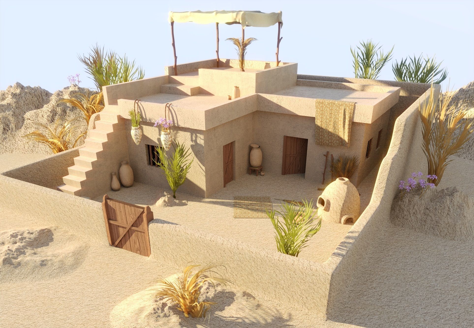 Ancient Egyptian House  3D model_1