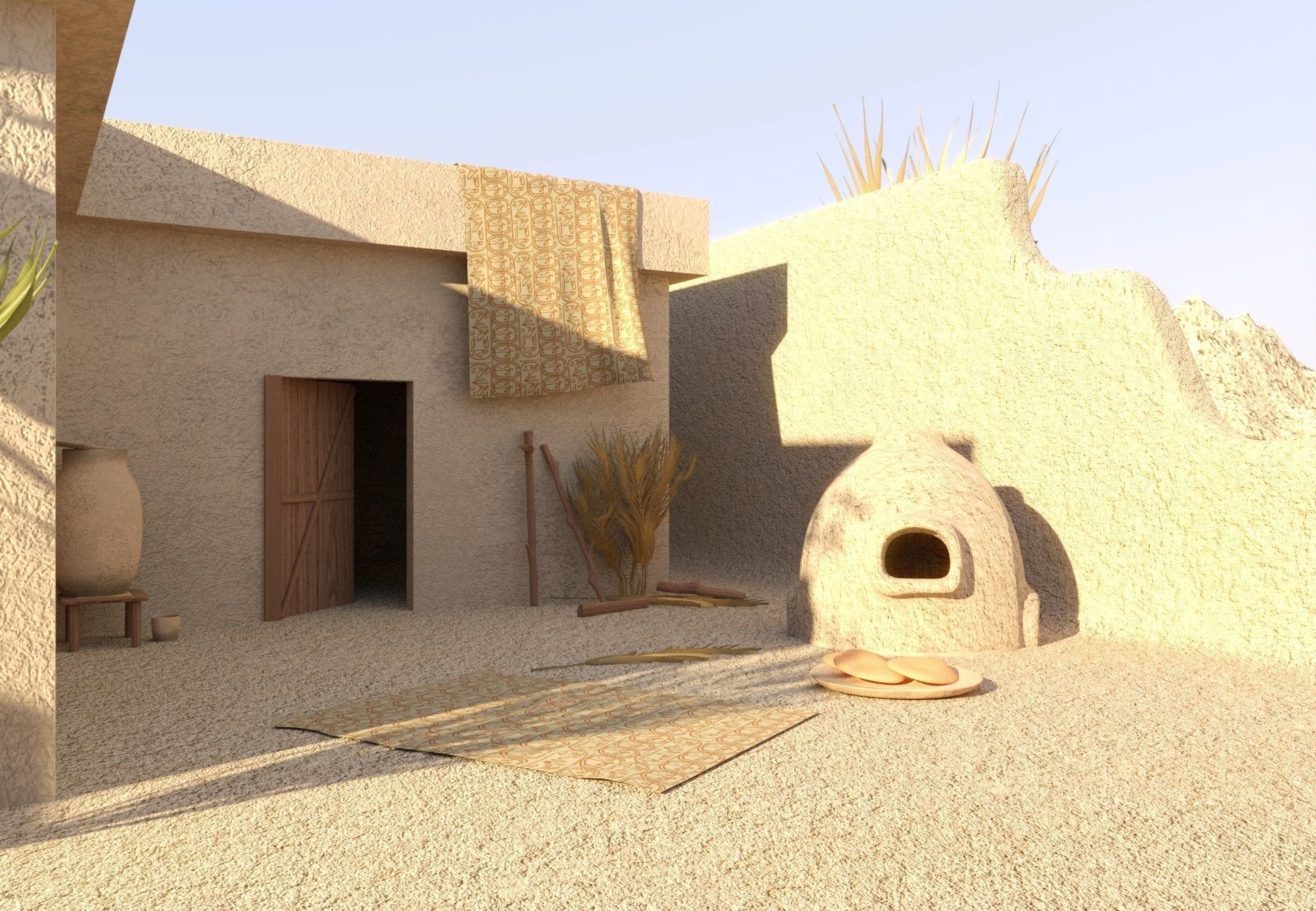 Ancient Egyptian House  3D model_3