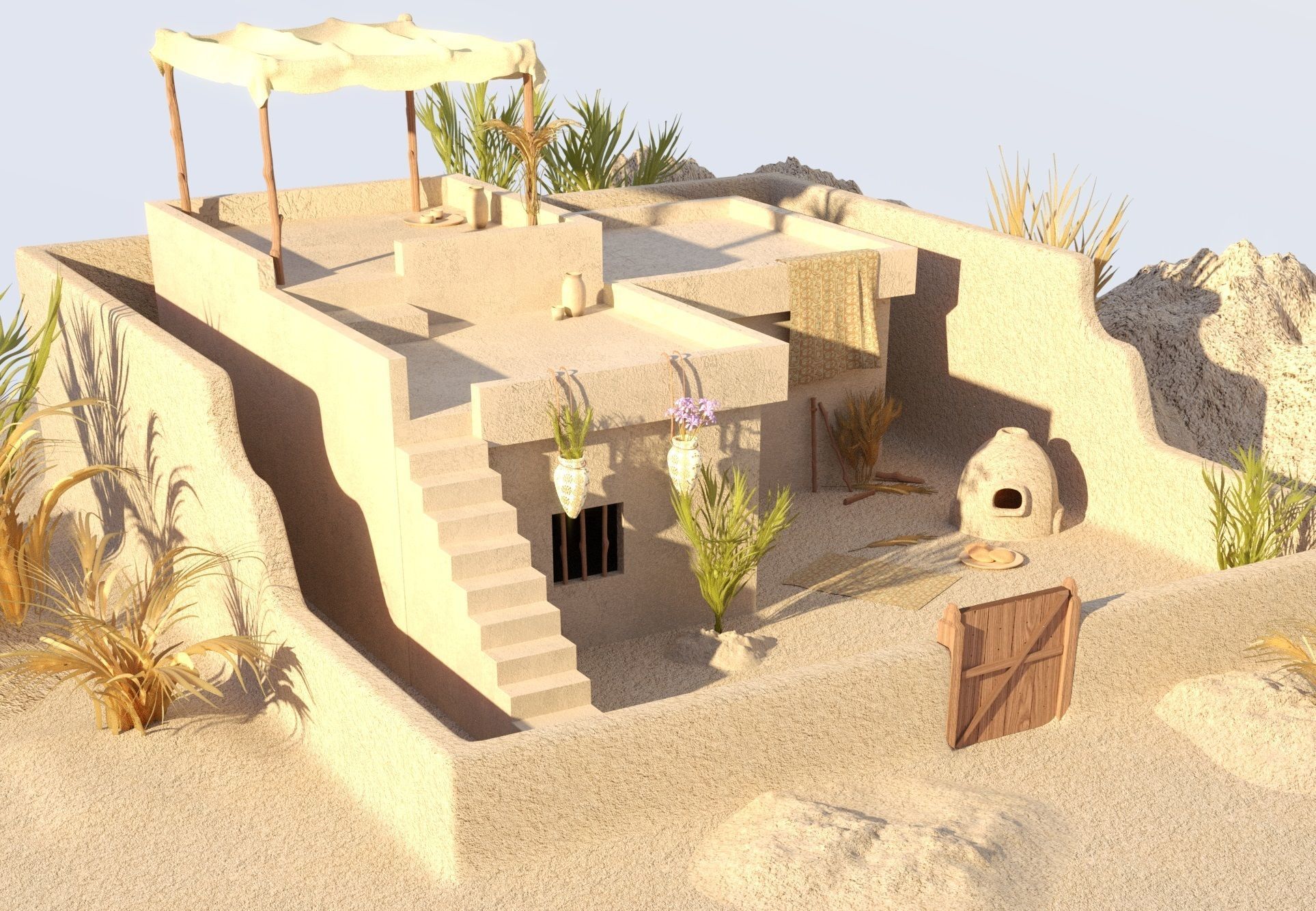 Ancient Egyptian House  3D model_2