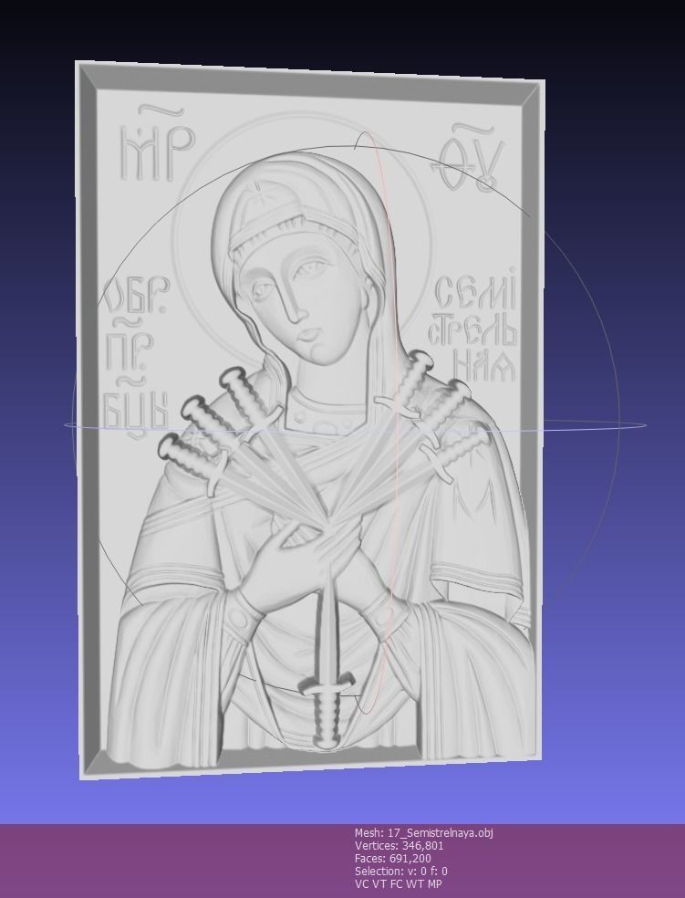 Orthodox Christian Icon of Mother of God Semistrelnaya 3D print model_4