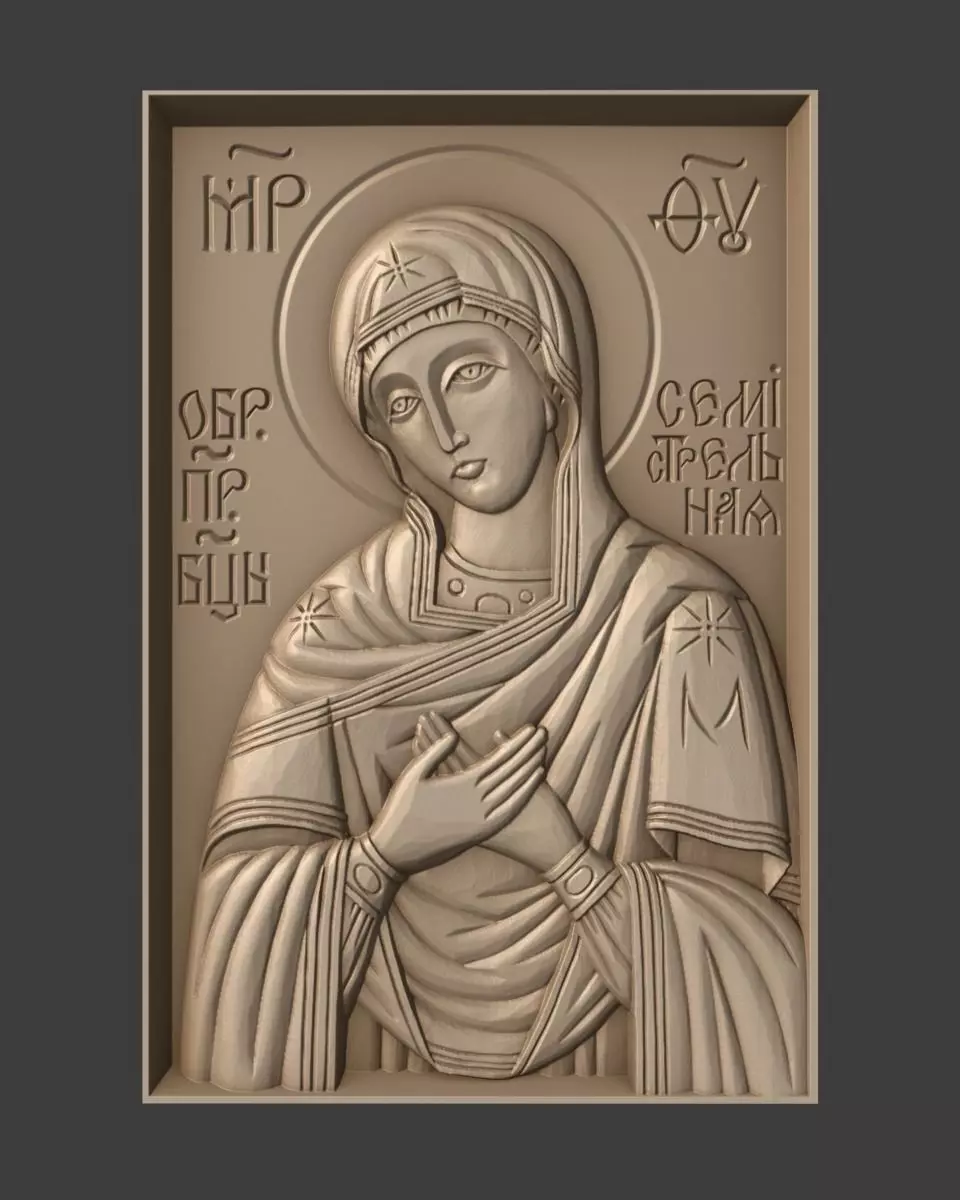 Orthodox Christian Icon of Mother of God Semistrelnaya 3D print model_0