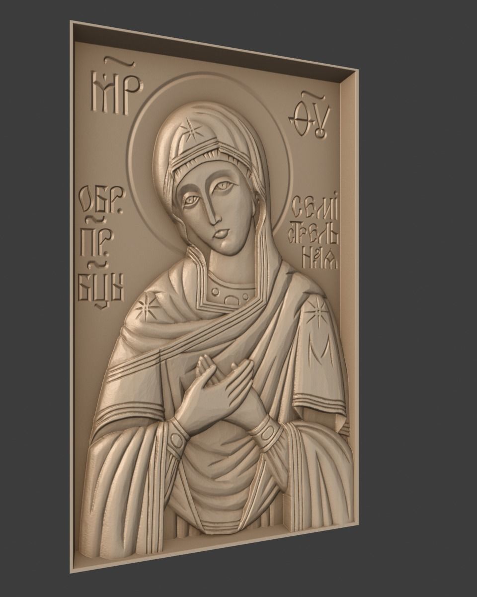 Orthodox Christian Icon of Mother of God Semistrelnaya 3D print model_1