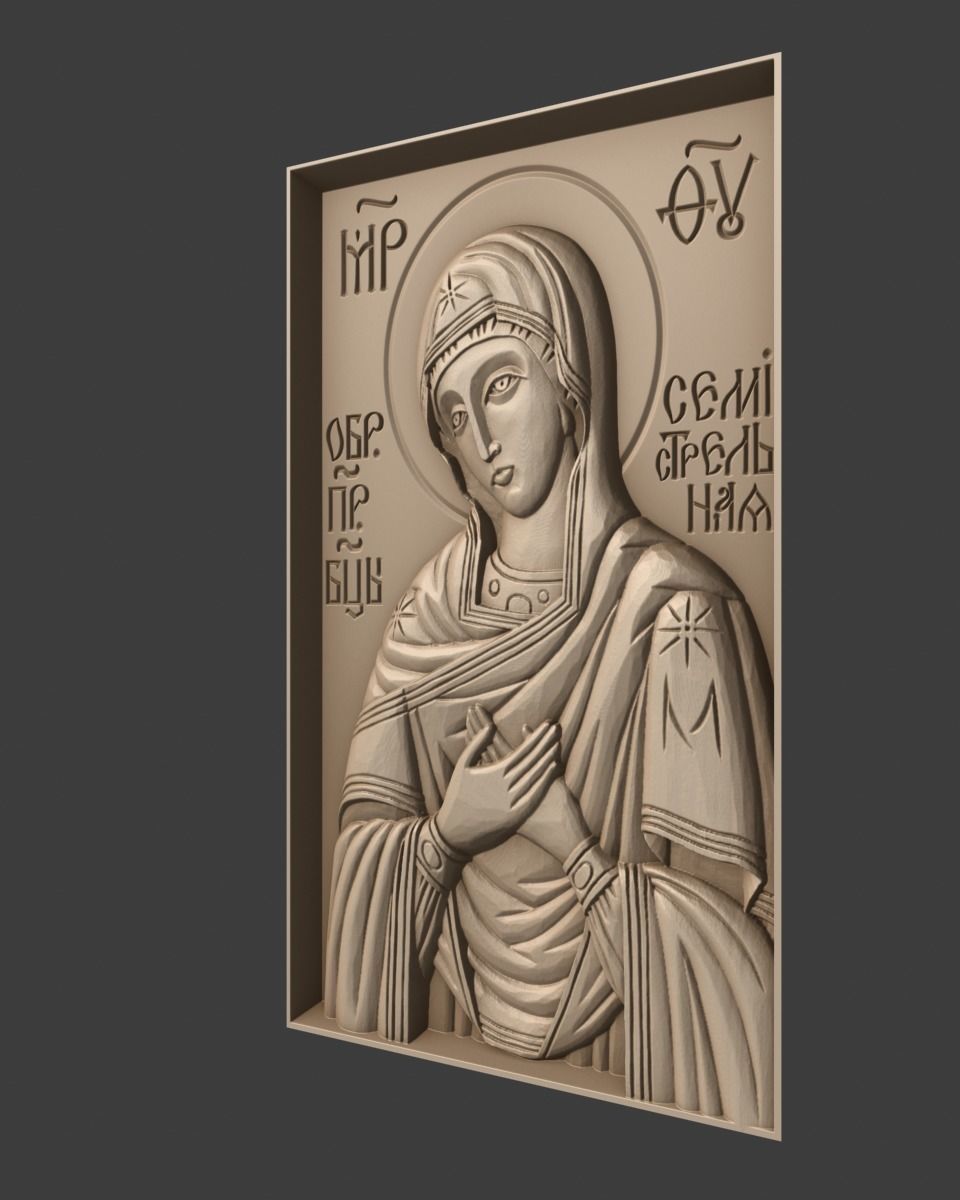 Orthodox Christian Icon of Mother of God Semistrelnaya 3D print model_2
