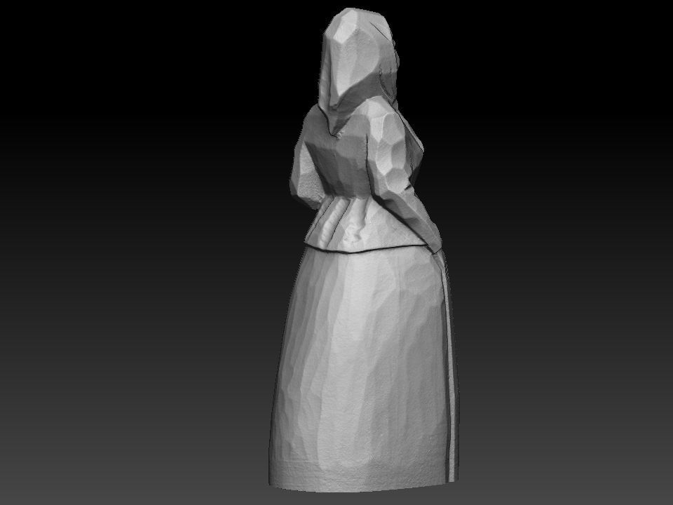 Old Woman wooden sculpture 3D print model_2