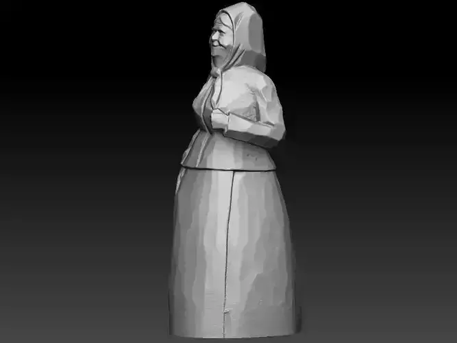 Old Woman wooden sculpture 3D print model