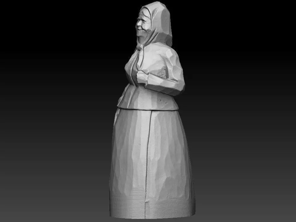Old Woman wooden sculpture 3D print model_0