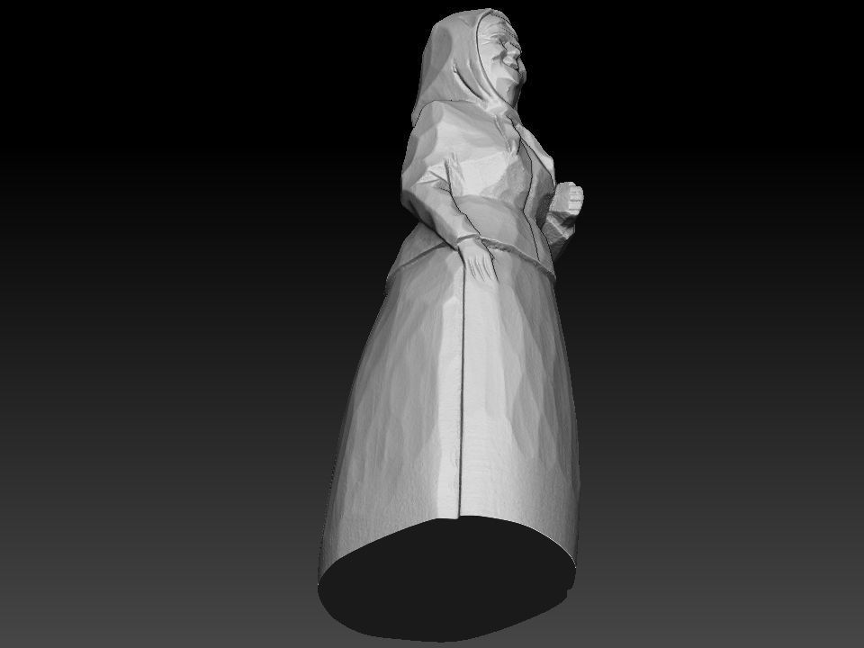 Old Woman wooden sculpture 3D print model_4